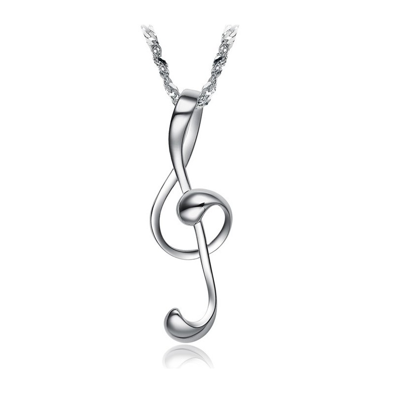 Zuverlässiger Ruf Weibliche Musiknotation Platinierte Titan-Halskette Zuverlässiger Ruf Weibliche Musiknotation Platinierte Titan-Halskette