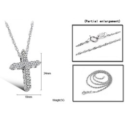 Zuverlässiger Ruf Weibliches Kreuz Platinierte Titanhalskette Mit Strass