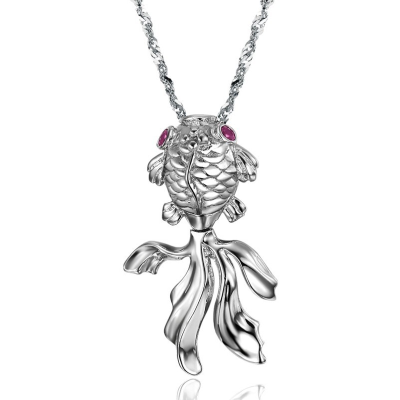 Einfach Zu Verwendende Weibliche Halskette In Fischform Aus Platiniertem Titan Einfach Zu Verwendende Weibliche Halskette In Fischform Aus Platiniertem Titan