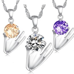 Große Auswahl An Weiblichen Lila Platin Plating Titan Halskette Mit Diamant