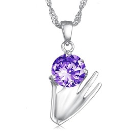 Große Auswahl An Weiblichen Lila Platin Plating Titan Halskette Mit Diamant