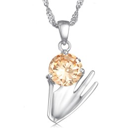 Große Auswahl An Weiblichen Lila Platin Plating Titan Halskette Mit Diamant