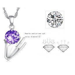 Große Auswahl An Weiblichen Lila Platin Plating Titan Halskette Mit Diamant