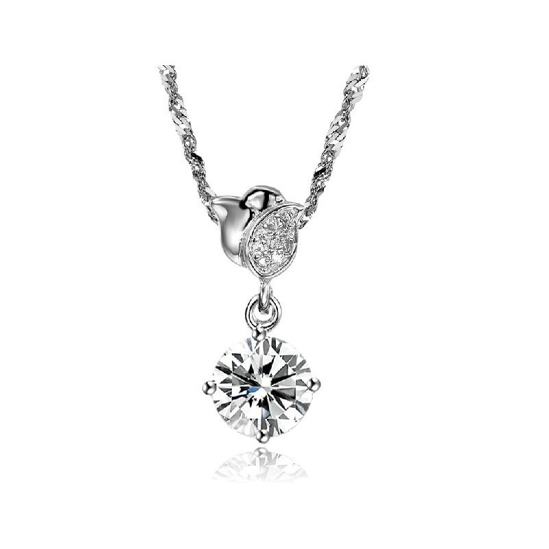 Die Königin Der Qualität Weibliche Rose Form Platin Überzogene Titan Halskette Mit Strass Die Königin Der Qualität Weibliche Rose Form Platin Überzogene Titan Halskette Mit Strass