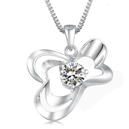 Hochwertige Damen-Halskette Aus Platiniertem Titan Mit Diamant
