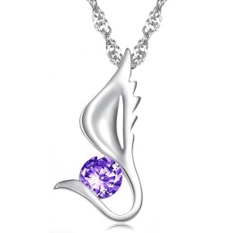 Die Königin Der Qualität – Platinierte Titan-Halskette In Flügelform Für Frauen Mit Diamant