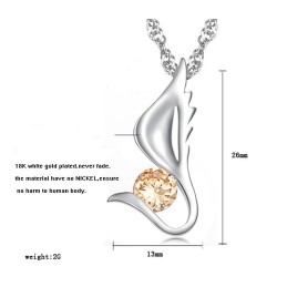 Die Königin Der Qualität – Platinierte Titan-Halskette In Flügelform Für Frauen Mit Diamant