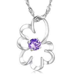 Große Auswahl An Weiblichen Lila Platin Plating Titan Halskette Mit Diamant