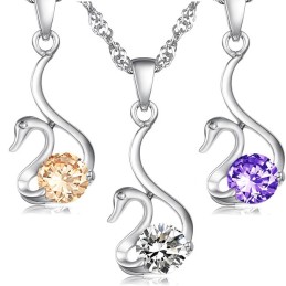 Zuverlässiger Ruf Weibliche Schwanenform Platinierte Titanhalskette Mit Diamant
