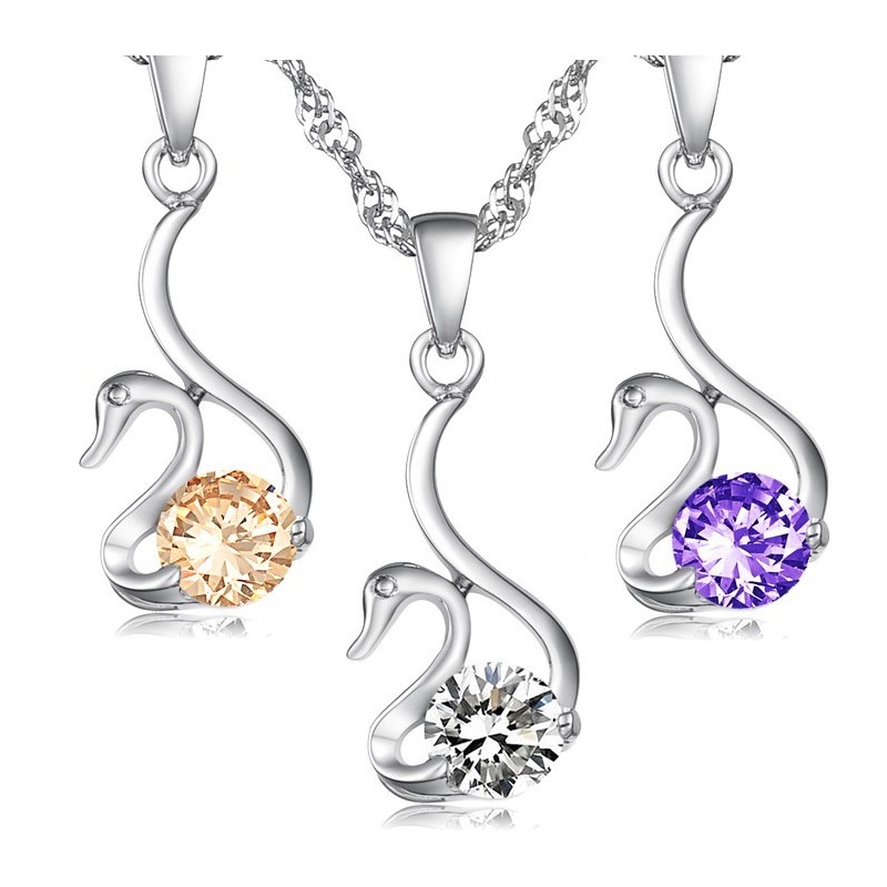 Zuverlässiger Ruf Weibliche Schwanenform Platinierte Titanhalskette Mit Diamant Zuverlässiger Ruf Weibliche Schwanenform Platinierte Titanhalskette Mit Diamant