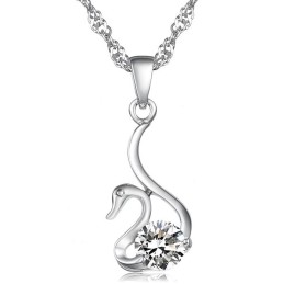 Zuverlässiger Ruf Weibliche Schwanenform Platinierte Titanhalskette Mit Diamant