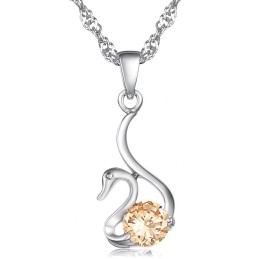 Zuverlässiger Ruf Weibliche Schwanenform Platinierte Titanhalskette Mit Diamant