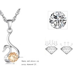 Zuverlässiger Ruf Weibliche Schwanenform Platinierte Titanhalskette Mit Diamant