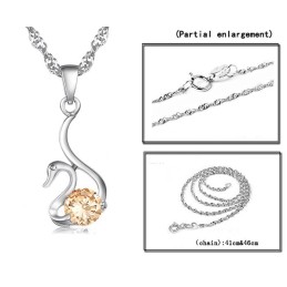 Zuverlässiger Ruf Weibliche Schwanenform Platinierte Titanhalskette Mit Diamant