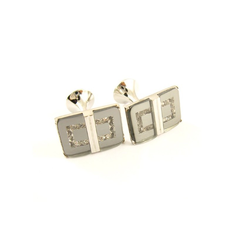 Längliche Manschettenknöpfe Aus Titan Mit Diamanten Längliche Manschettenknöpfe Aus Titan Mit Diamanten