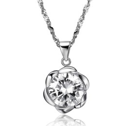 Stabile Qualität Weibliche Rose Form Platin Beschichtung Titan Halskette