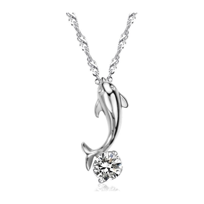 Qualität Und Quantität Gesichert Weibliche Delphin Form Platin Beschichtung Titan Halskette Mit Diamant Qualität Und Quantität Gesichert Weibliche Delphin Form Platin Beschichtung Titan Halskette Mit Diamant