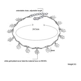 Qualität Und Quantität Gesichert Weibliche Kleeblatt Form Platin Platinierung Titan Fußkettchen