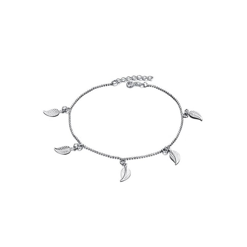Hochwertiges Fußkettchen Aus Platiniertem Titan In Blattform Für Damen Hochwertiges Fußkettchen Aus Platiniertem Titan In Blattform Für Damen
