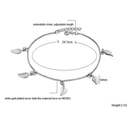 Hochwertiges Fußkettchen Aus Platiniertem Titan In Blattform Für Damen