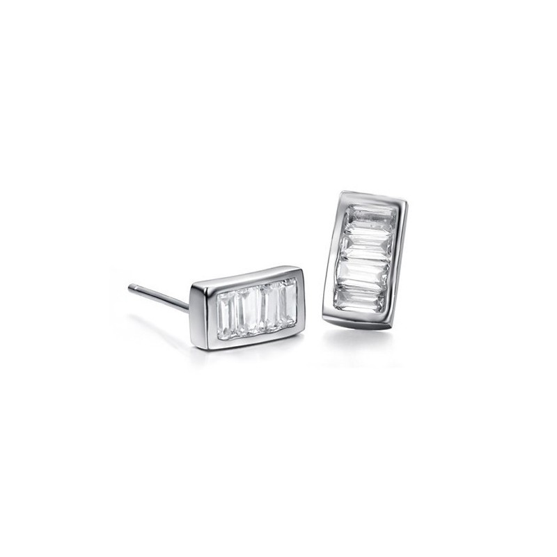 Hochwertige Damen-Titan-Ohrringe Mit Platinbeschichtung Und Diamant Hochwertige Damen-Titan-Ohrringe Mit Platinbeschichtung Und Diamant