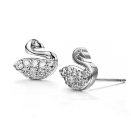 Langlebig Im Einsatz Weibliche Schwanenform Platinierte Titanohrringe Mit Diamant