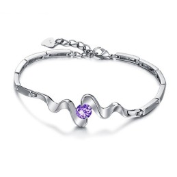 Hochwertiges Weibliches Lila Platiniertes Titanarmband Mit Diamant