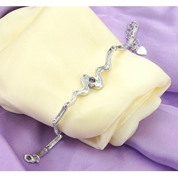 Hochwertiges Weibliches Lila Platiniertes Titanarmband Mit Diamant
