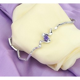 Hochwertiges Weibliches Lila Platiniertes Titanarmband Mit Diamant