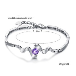 Hochwertiges Weibliches Lila Platiniertes Titanarmband Mit Diamant