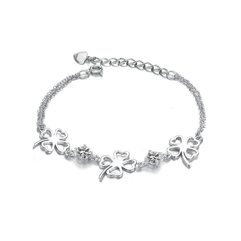 Die Königin Der Qualität Weibliches Kleeblatt-Form Platiniertes Titanarmband Mit Diamant Die Königin Der Qualität Weibliches Kleeblatt-Form Platiniertes Titanarmband Mit Diamant