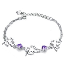 Die Königin Der Qualität Weibliches Kleeblatt-Form Platiniertes Titanarmband Mit Diamant