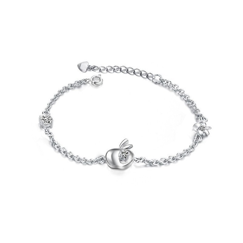 Große Auswahl An Weiblichen Apfelform Platin-Plattierung Titan Armband Mit Diamant Große Auswahl An Weiblichen Apfelform Platin-Plattierung Titan Armband Mit Diamant