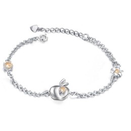 Große Auswahl An Weiblichen Apfelform Platin-Plattierung Titan Armband Mit Diamant