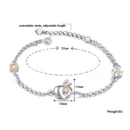Große Auswahl An Weiblichen Apfelform Platin-Plattierung Titan Armband Mit Diamant