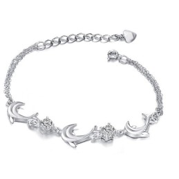 Qualität Und Quantität Gesichert Weibliche Delphin Form Platin Platinierung Titan Armband Mit Kristall