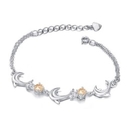 Qualität Und Quantität Gesichert Weibliche Delphin Form Platin Platinierung Titan Armband Mit Kristall