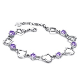 Zuverlässige Qualität Weibliche Elegante Platin Beschichtung Titan Armband Mit Lila Diamant