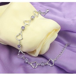 Zuverlässige Qualität Weibliche Elegante Platin Beschichtung Titan Armband Mit Lila Diamant