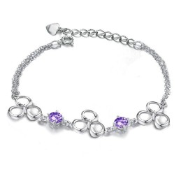 Hochwertiges Damen-Titanarmband Mit Platinbeschichtung Und Violettem Kristall