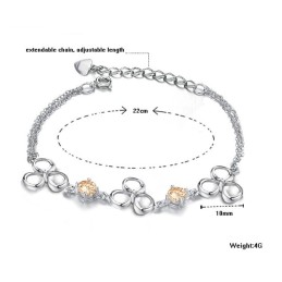 Hochwertiges Damen-Titanarmband Mit Platinbeschichtung Und Violettem Kristall