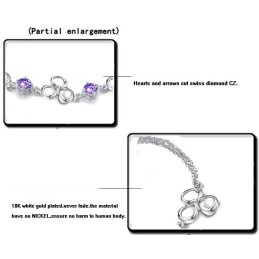 Hochwertiges Damen-Titanarmband Mit Platinbeschichtung Und Violettem Kristall