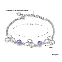 Hochwertiges Damen-Titanarmband Mit Platinbeschichtung Und Violettem Kristall
