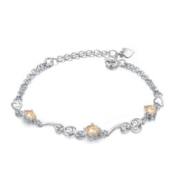 Hochwertiges Weibliches Lila Platiniertes Titanarmband Mit Diamant
