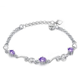 Hochwertiges Weibliches Lila Platiniertes Titanarmband Mit Diamant