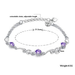 Hochwertiges Weibliches Lila Platiniertes Titanarmband Mit Diamant