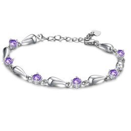 Langlebig Im Einsatz Weibliches Lila Platin-Titan-Armband Mit Diamant