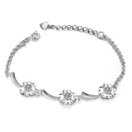 Zuverlässige Leistung Weibliche Kleeblatt Form Platin Überzogen Titan Armband Mit Diamant