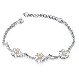 Zuverlässige Leistung Weibliche Kleeblatt Form Platin Überzogen Titan Armband Mit Diamant