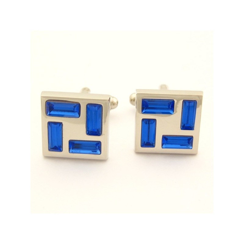 Manschettenknöpfe Aus Titan Im Neuen Stil Mit Blauen Kristallen Manschettenknöpfe Aus Titan Im Neuen Stil Mit Blauen Kristallen